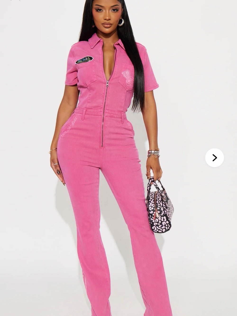 Von Dutch love Pink Zip-Front Women's Jumpsuit